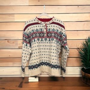 L.L. Bean, vintage wool sweater with silver tone button accents. Women’s size L